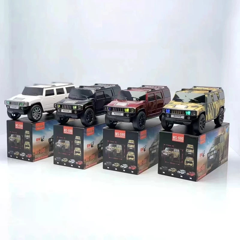 Hummer Car Design Portable Bluetooth Speaker | Wireless Mini Music Box | Rechargeable Audio Device with LED Lights & Bass Sound for Mobile, PC, and Tablet