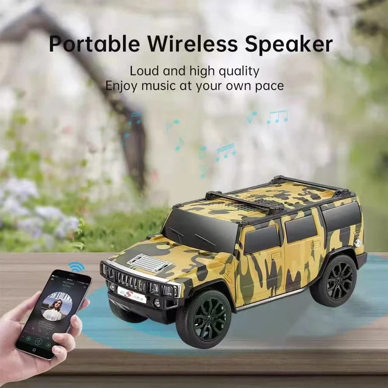 Hummer Car Design Portable Bluetooth Speaker | Wireless Mini Music Box | Rechargeable Audio Device with LED Lights & Bass Sound for Mobile, PC, and Tablet